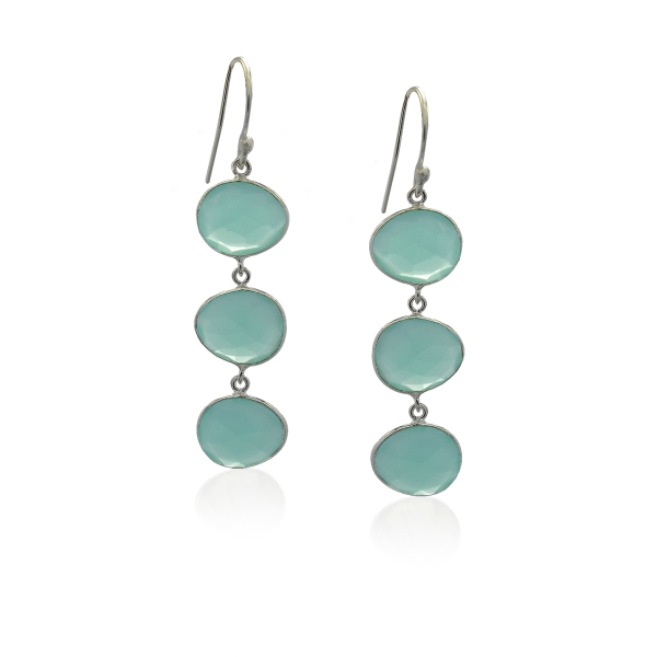 Chalcedoon aqua Oorhangers model E5-073